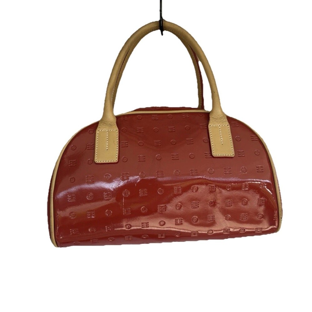 Arcadia Italy Red Patent Leather Satchel Handbag Zip Purse Structured bag